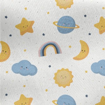 Sun Stars Cloud Rainbow Jersey Backed Fleece