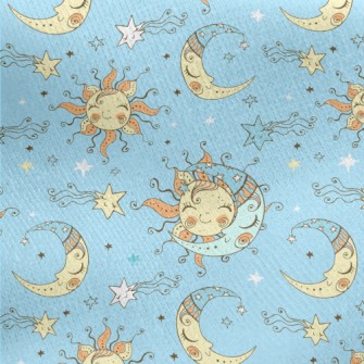 Smiling Sun And Moon Jersey Backed Fleece