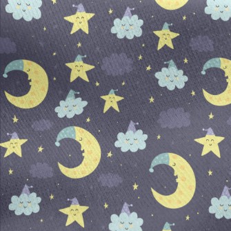 Good Night Moon Stars Cloud Jersey Backed Fleece