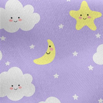 Shy Stars, Moon And Clouds Jersey Backed Fleece