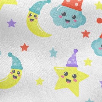 Hat Stars Moon Jersey Backed Fleece