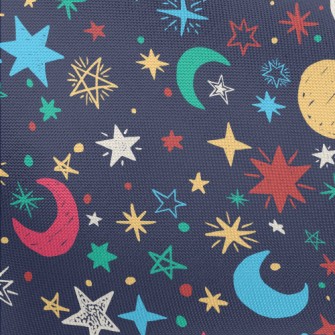 Crayon Doodle Stars And Moon Pongee