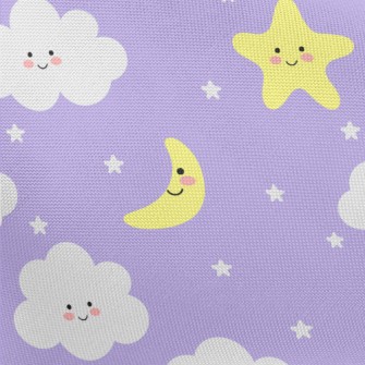 Shy Stars, Moon And Clouds Pongee