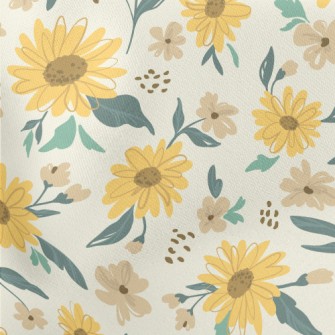 Doodle Sunflower Lightweight Cotton Poplin