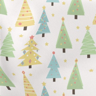 Stars Decorate Christmas Tree Lightweight Cotton Poplin