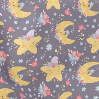 Good Night Emoticon Stars And  Lightweight Cotton Poplin