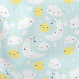 Smile Moon Stars Cloud Lightweight Cotton Poplin