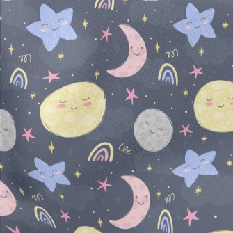 Cartoon Planet Moon Lightweight Cotton Poplin