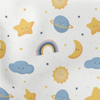 Sun Stars Cloud Rainbow Lightweight Cotton Poplin