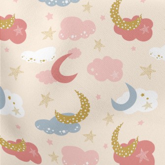 Shining Moon Pink Clouds Lightweight Cotton Poplin