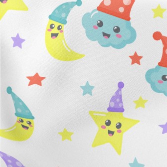 Hat Stars Moon Lightweight Cotton Poplin