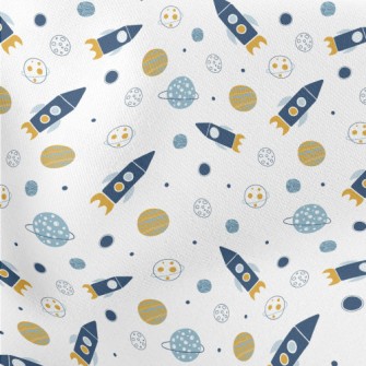 Space Shuttle And Planet Lightweight Cotton Poplin