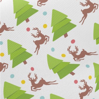 Elk And Christmas Tree Midweight Cotton Poplin