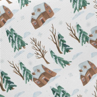 House In Snow Midweight Cotton Poplin