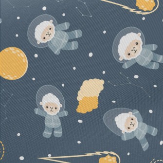 Space Sheep And Moon Midweight Cotton Poplin