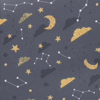 Shining Moon Stars Cloud Midweight Cotton Poplin