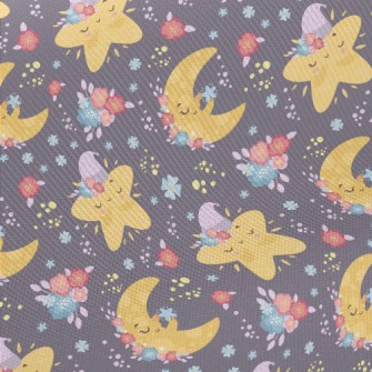 Good Night Emoticon Stars And  Midweight Cotton Poplin