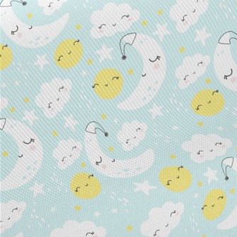 Smile Moon Stars Cloud Midweight Cotton Poplin