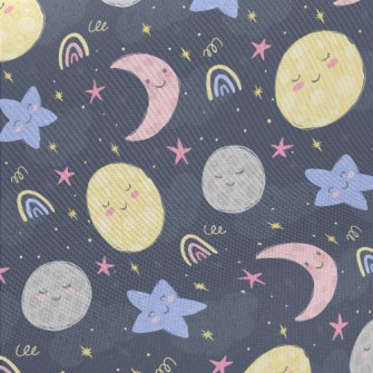 Cartoon Planet Moon Midweight Cotton Poplin