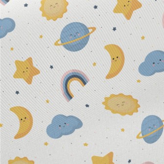 Sun Stars Cloud Rainbow Midweight Cotton Poplin