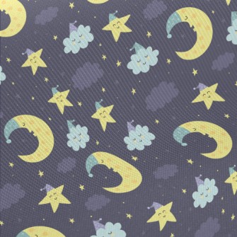 Good Night Moon Stars Cloud Midweight Cotton Poplin