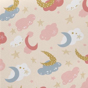 Shining Moon Pink Clouds Midweight Cotton Poplin