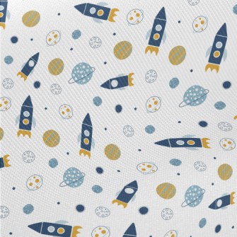 Space Shuttle And Planet Midweight Cotton Poplin