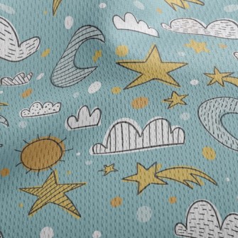 Sun Moon Stars Sky Athletic Mesh Flat Back