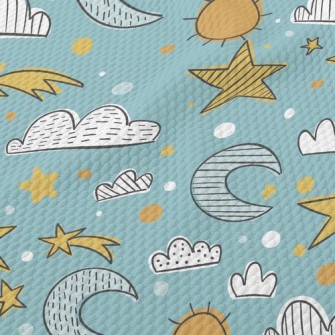 Sun Moon Stars Sky Birdseye Piqué