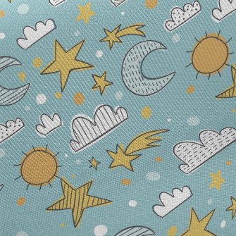 Sun Moon Stars Sky Twill