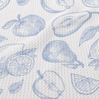 Sketch Of Beautiful Fruits Birdseye Piqué