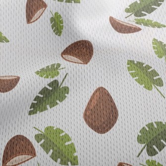 Coconut Shell And Leaves Athletic Mesh Flat Back