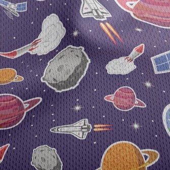 Outer Space Spaceship Rocket Athletic Mesh Flat Back