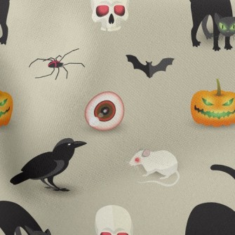 Evil Pumpkin Black Cat Mouse Stretch Ponte