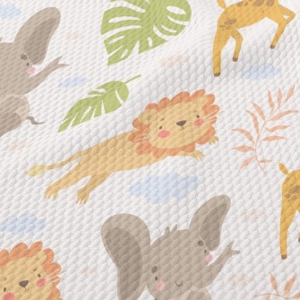 Lion Chasing Small Animals Birdseye Piqué