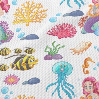 Undersea Mermaid Princess Birdseye Piqué