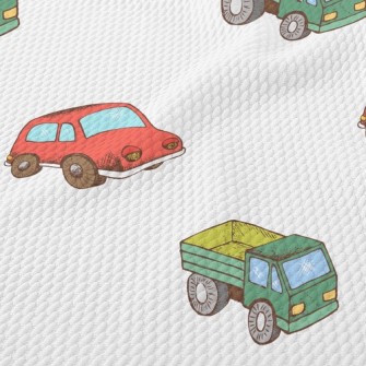 Passenger Cars And Trucks Birdseye Piqué