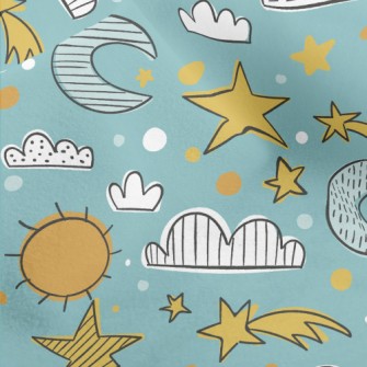 Sun Moon Stars Sky Micro Fleece