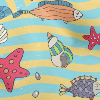 Colorful Sea Bottom Fish Micro Fleece
