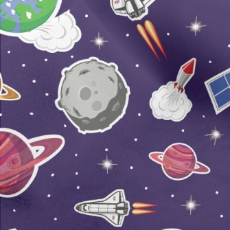Outer Space Spaceship Rocket Micro Fleece
