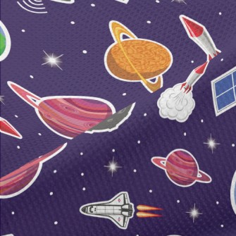 Outer Space Spaceship Rocket Piqué