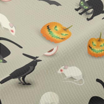 Evil Pumpkin Black Cat Mouse Piqué