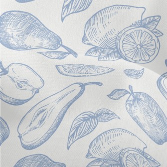 Sketch Of Beautiful Fruits Lightweight Performance Linen