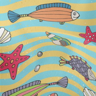 Colorful Sea Bottom Fish Lightweight Performance Linen