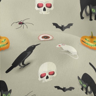 Evil Pumpkin Black Cat Mouse Lightweight Performance Linen