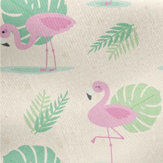 Tropical Flamingo Jersey Backed Fleece