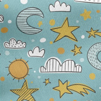 Sun Moon Stars Sky Jersey Backed Fleece