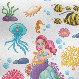 Undersea Mermaid Princess Jersey Backed Fleece