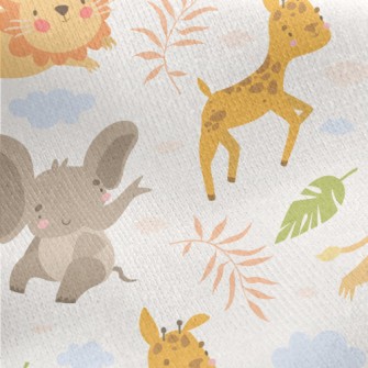 Lion Chasing Small Animals Jersey Backed Fleece