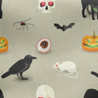 Evil Pumpkin Black Cat Mouse Jersey Backed Fleece